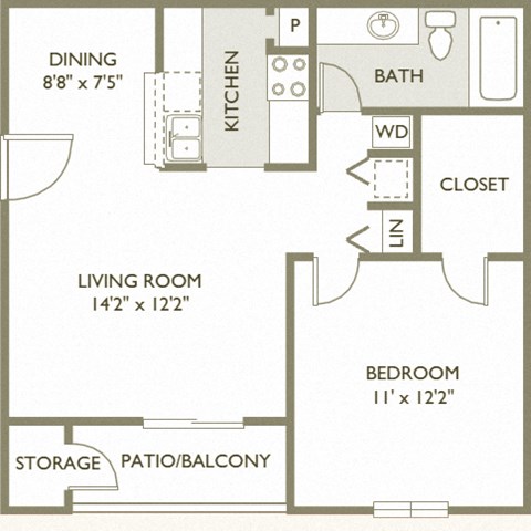 One Bedroom Large Floor Plan at Sunscape Apartment Homes, Tampa